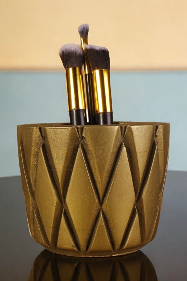 Makeup Organizer, Makeup Brush Holder, Makeup Brush Holder, Gold Antique Finish, Model 18