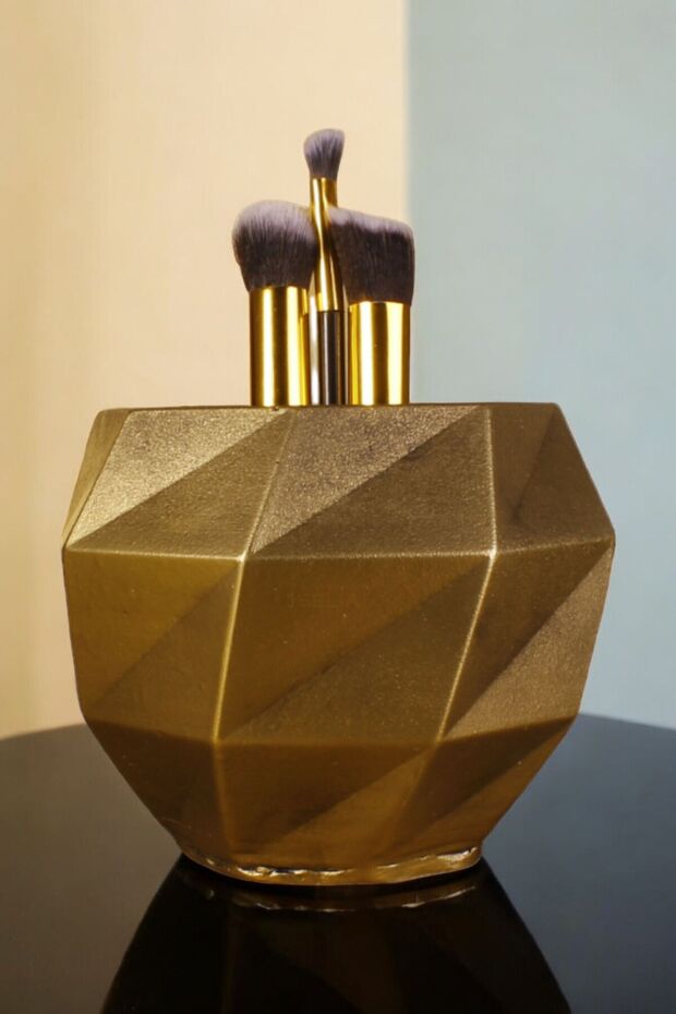 Makeup Organizer, Makeup Brush Holder, Makeup Brush Holder, Gold Antique Finish, Model 20