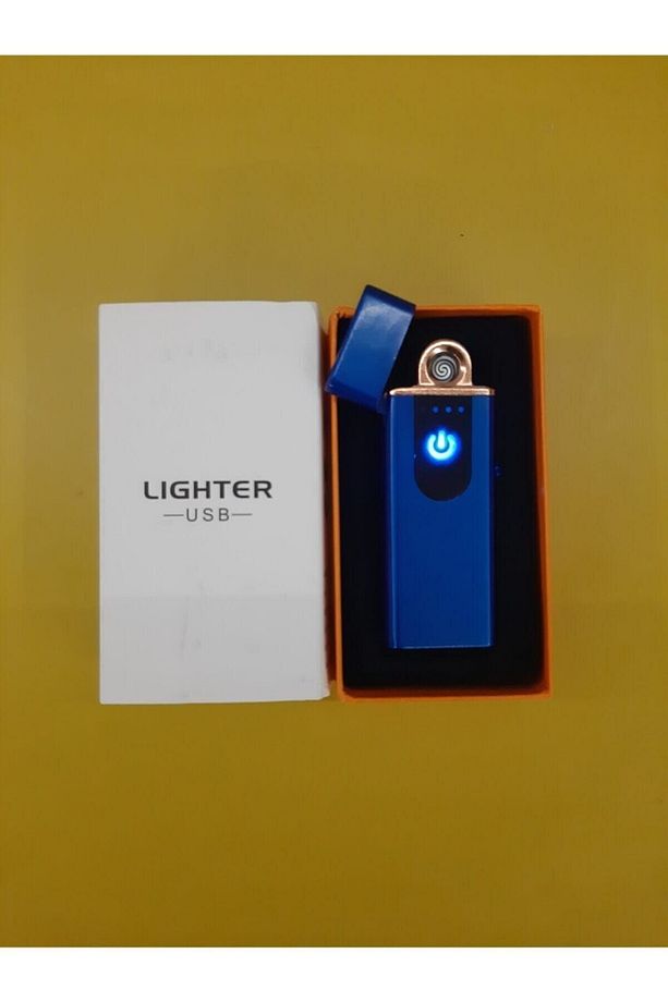 Nanopro Kırmızı Usb Şarjlı Elektronik Alevsiz Sigara Yakan Çakmak Dokunmatik Ekran Mavi - 1