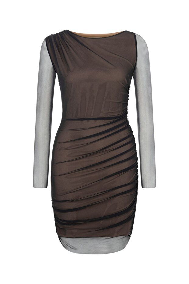 SEEN KADIN DRAPELI TUL ELBISE - 1