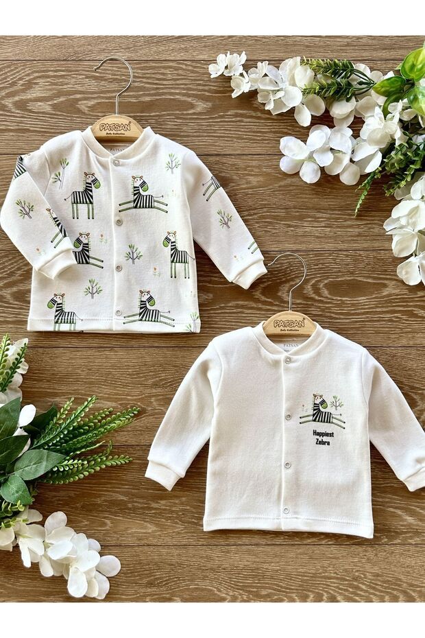 Organic Cotton 2-Piece Baby Top Cardigan Set Zebra