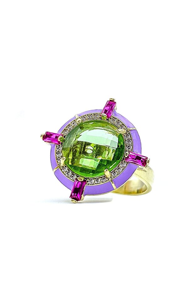 Ary Adjustable Crystal Stone Ring - 1
