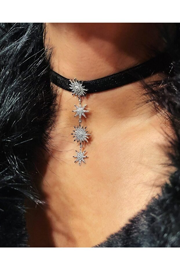 Sorıante Yıldız Kadife Kolye - Siyah - 1