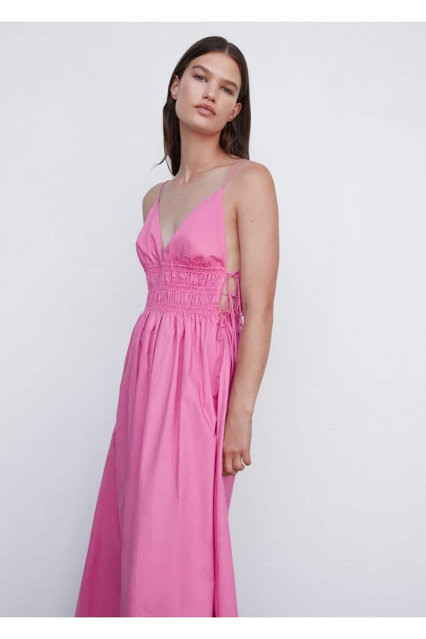 Brâu lateral, rochie din bumbac - 1