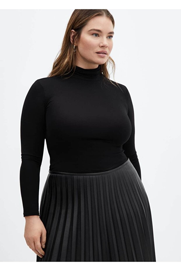 Deri görünümlü pilili etek - 7