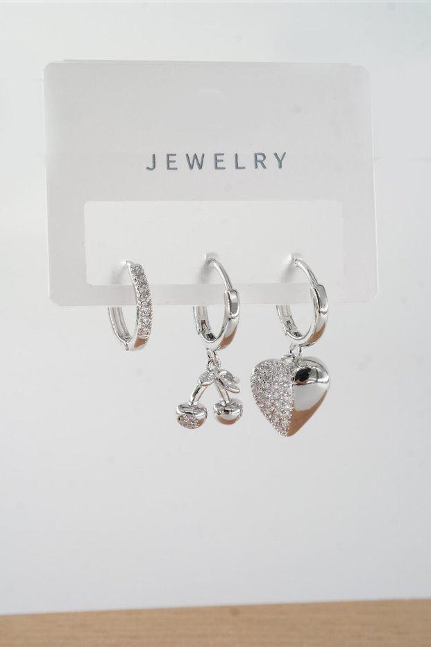 Women's VIP Series Baguette Zircon Embellished Mixed Figure 3-Piece Earrings zrk00566