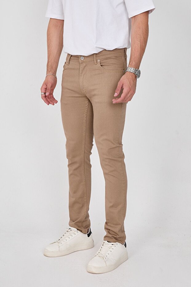 Regular Fit Men's Cotton Stretchy Canvas 5 Pocket Pants