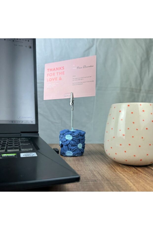 حامل ملاحظات باللون الرمادي والأزرق - 5