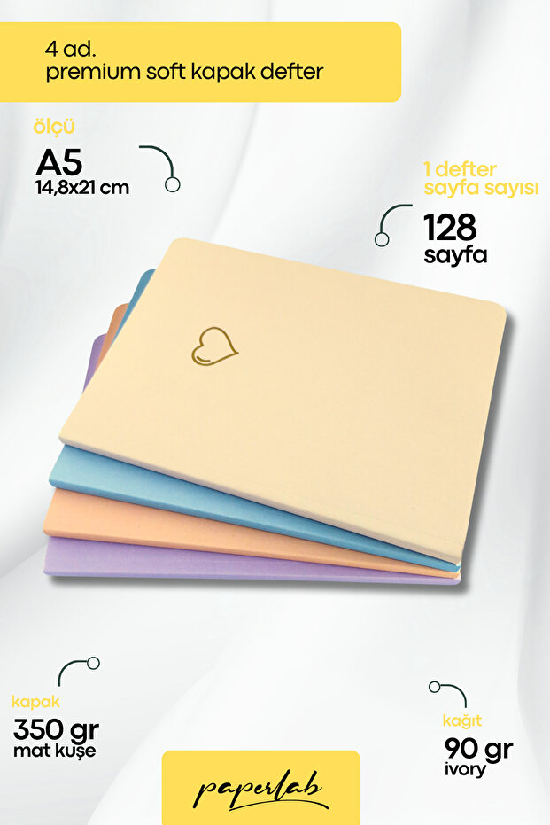 A5 Soft Kapak 4'lü Defter