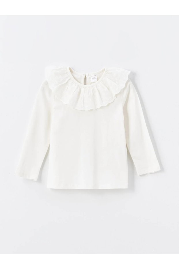 Crew Neck Long Sleeve Embroidered Baby Girl T-Shirt