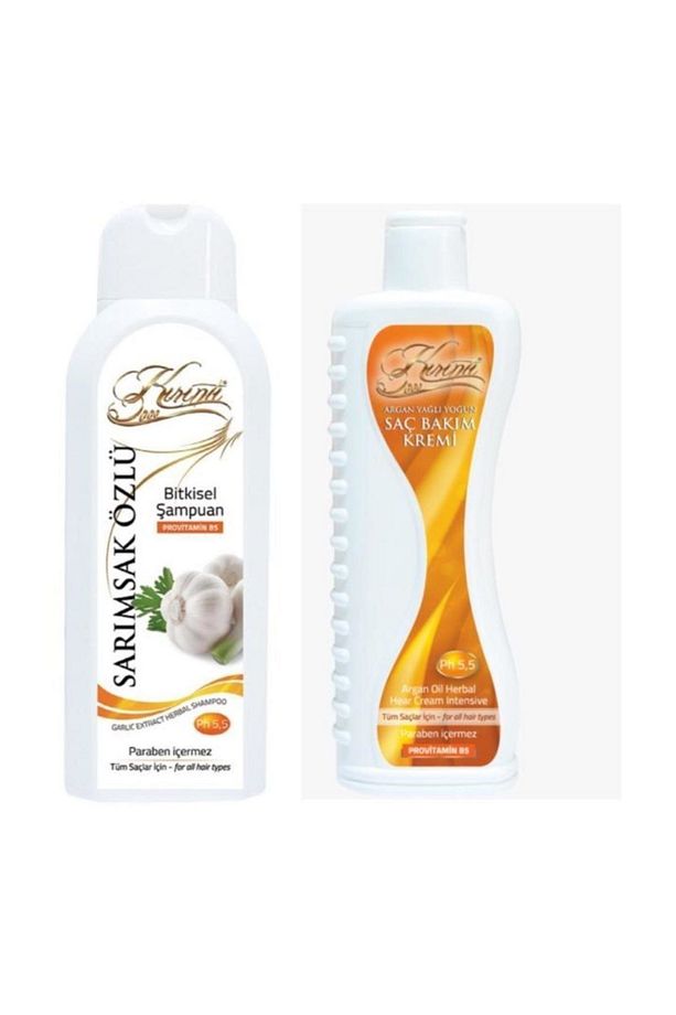 Sarımsak Özlü Bitkisel Şampuan 400 ml + Argan Yağlı Yoğun Saç Bakım Kremi 400 ml - 1