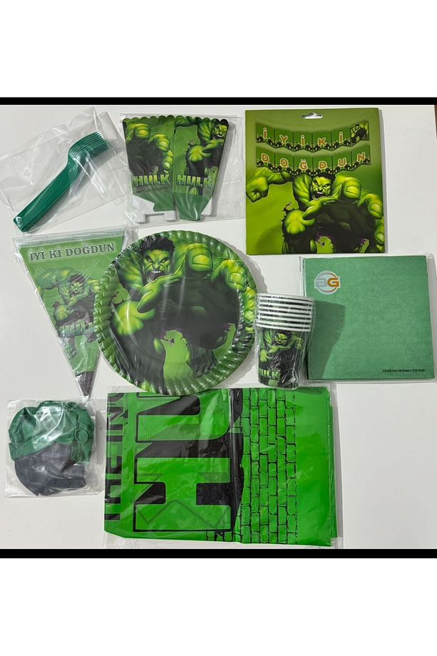 Hulk Konsept Parti Seti 8 Kişilik Yeşil Dev Adam Parti Konsepti 8 Kişilik Dolu Dolu Parti Seti - 1