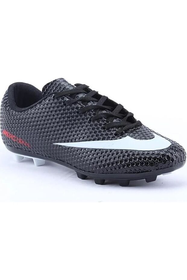 BOYS' CLOTHOLES CARPET FIELD FOOTBALL SHOESBLACK WHITE