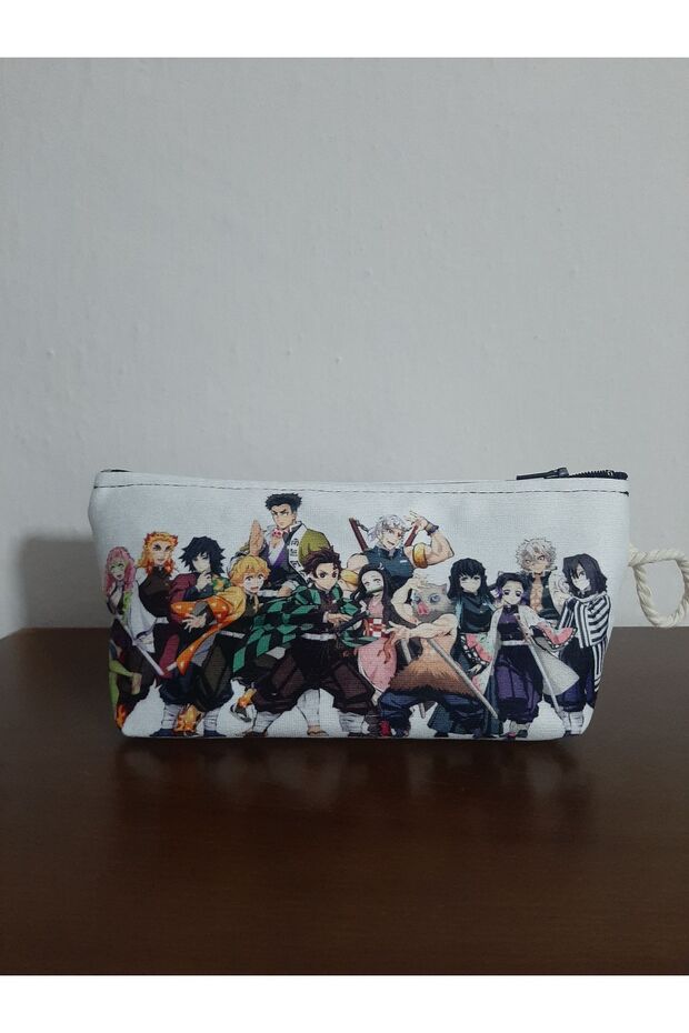 demon slayer patterned design pen holder - makeup bag