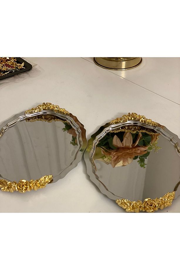 20*25 CM ÇELİK OVAL KALIN KULPLU 2 ADET SERVİS VE SUNUM TEPSİSİ - 2