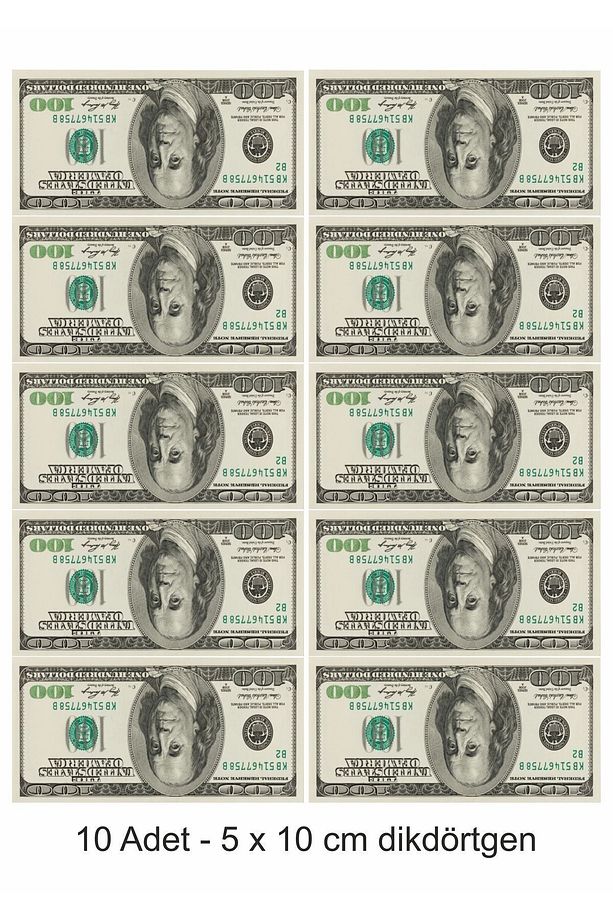 Yeşil Dolar 10 Adet Yenilebilir Pasta Süsü Kurabiye Cupcake Üzeri Şeker Hamuru Kağıt Baskısı - 1