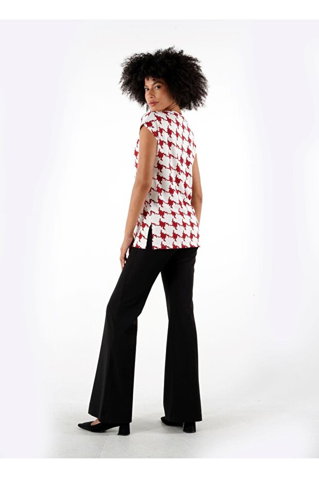 بلوزة منقوشة بفتحة - B24-1659 - 6