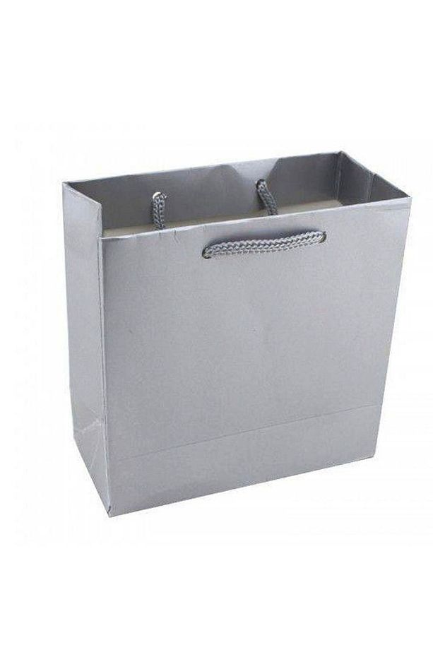 Mini Karton Çanta Gümüş Gri 12x17x6,5 Cm 25 Adetli - 1