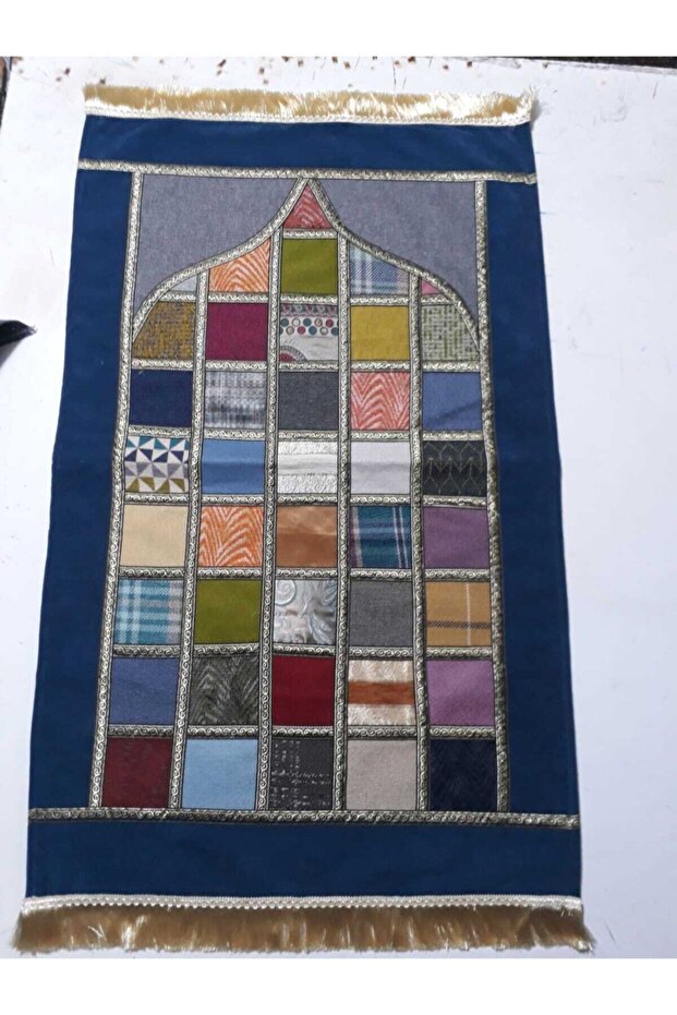 Patchwork Kareli Mihraplı Seccade - 6