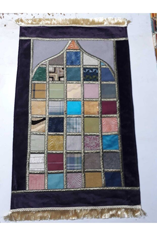 Patchwork Kareli Mihraplı Seccade - 5