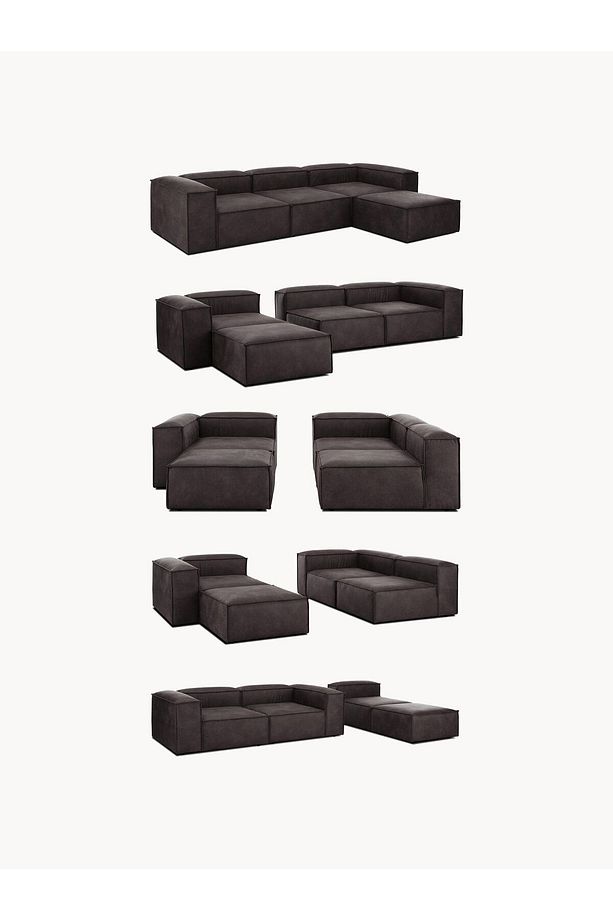 Erduran Mobilya Angelo 4 Modül Modüler Koltuk (3 MODÜL 1 PUF) Nubuk Kumaş Siyah - 2