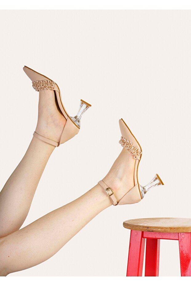 Nude Pearl Bead Evening Dress Shoes