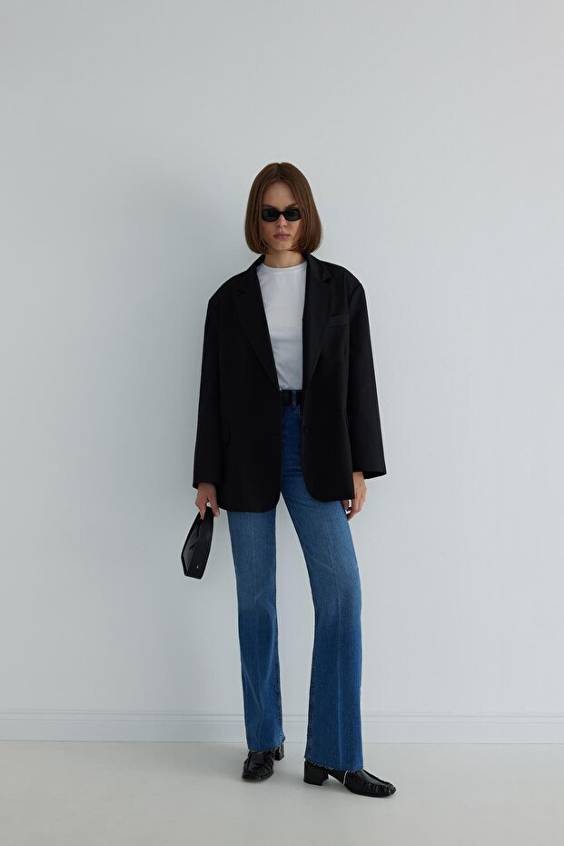 Blue Camila Straight Fit Long Jeans
