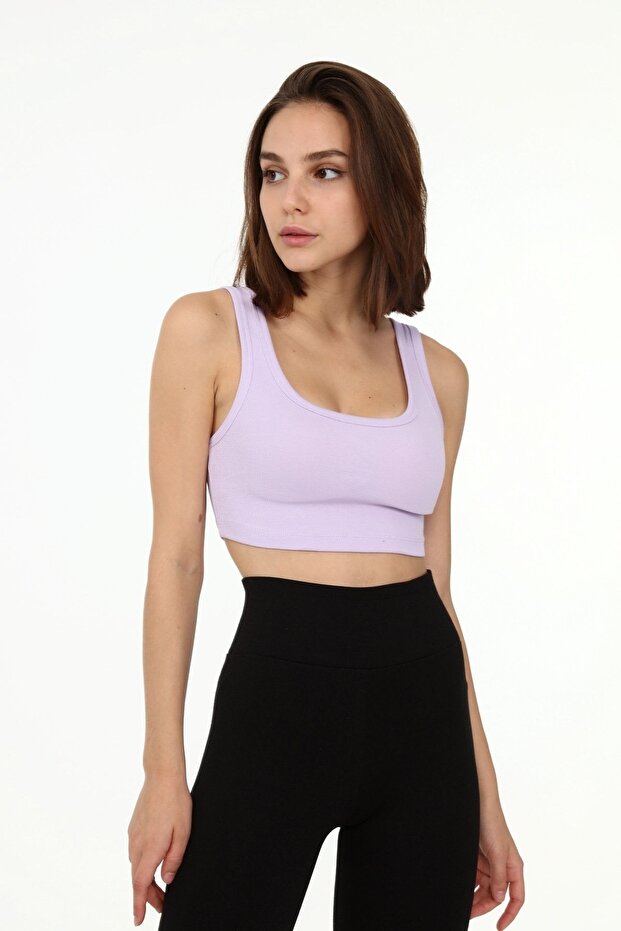 Lila Askılı Crop Top - 3