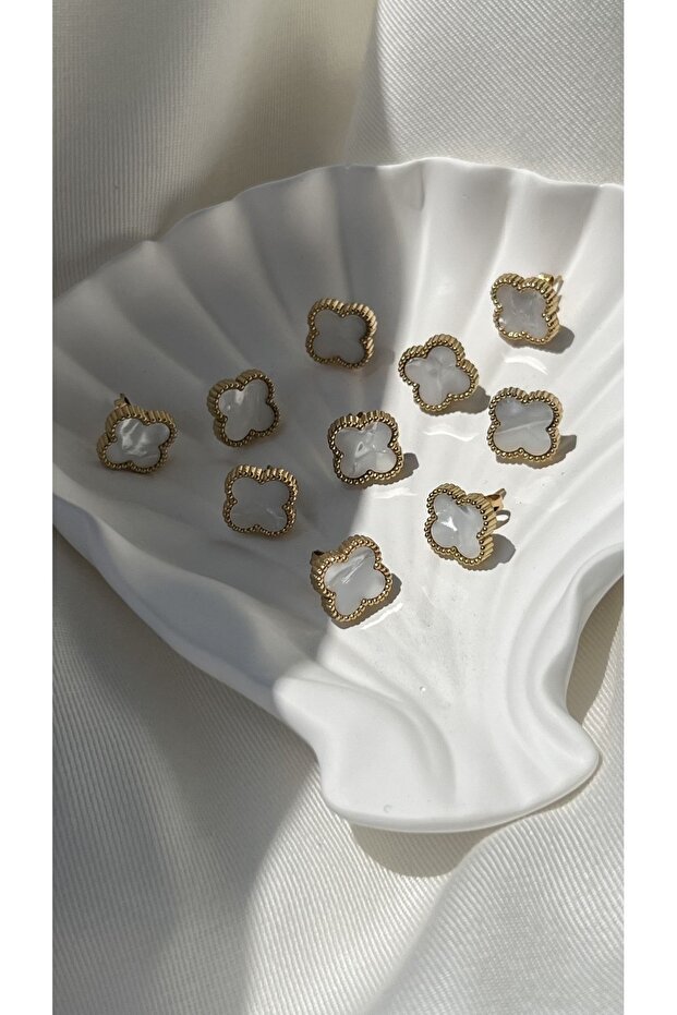 Çelik Beyaz Cleef Küpe - 2