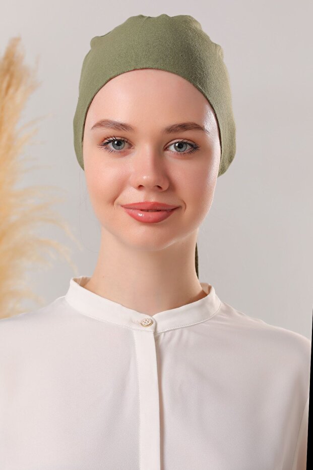 Women's Hijab Stitch-Free Bone Khaki Tied Combed Cotton Bone