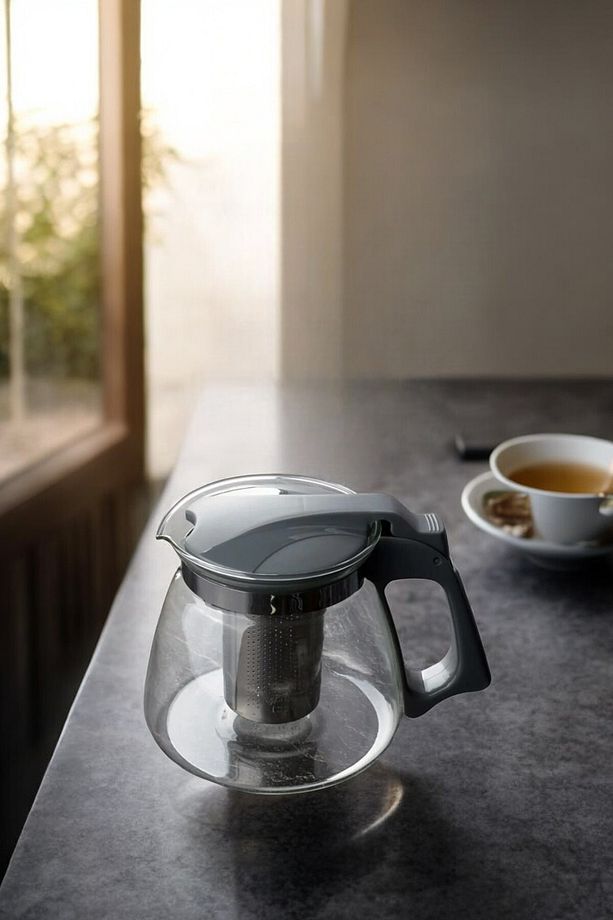 Cam Demlik Süzgeçli 1100ml Gri Thn81102 C1-1-18 - 1