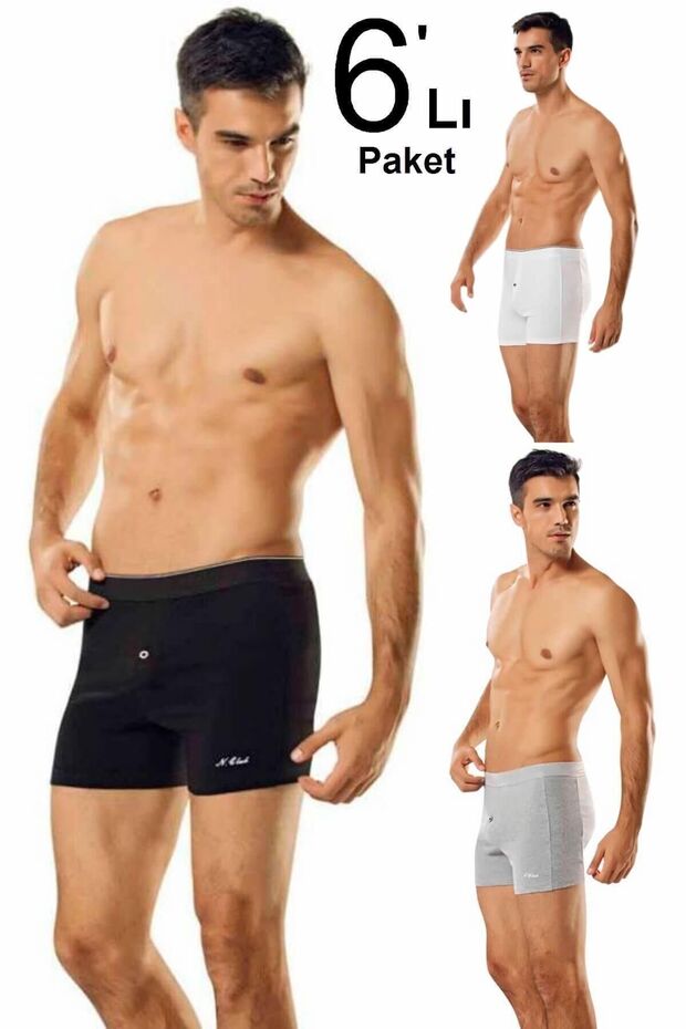 Men's Mixed Color 6 Pack Lycra Buttoned Boxer Elf568Nccm6 New Season