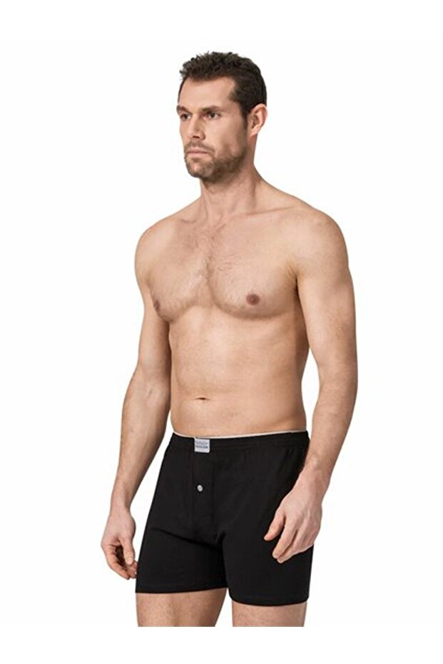 4 قطع بوكسر قطن ممشط باللون الأسود - 1