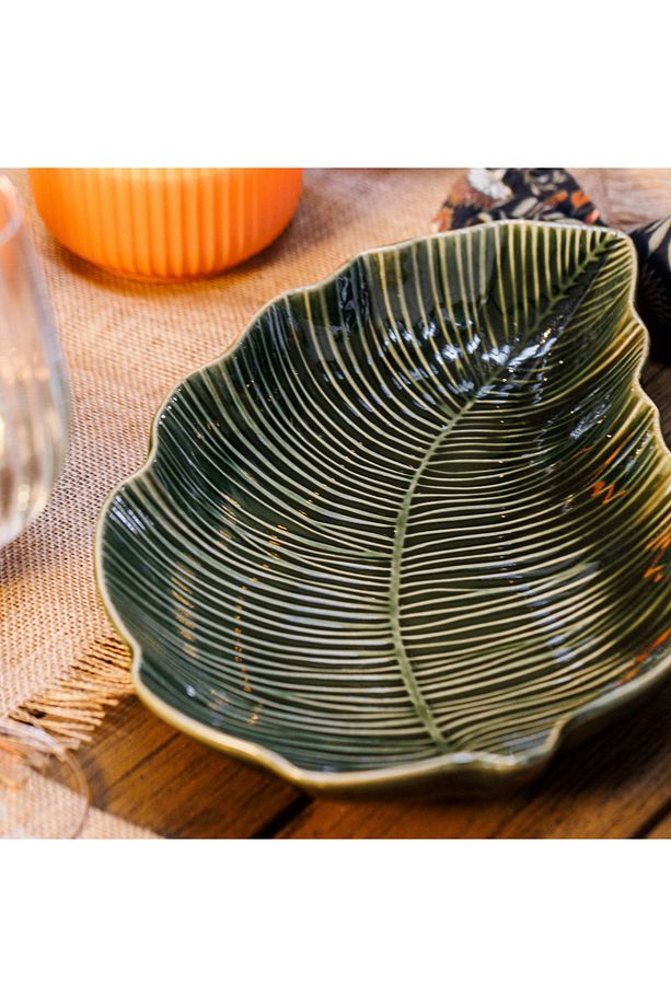 MKJDDISHLEAF Jardin Stoneware Yaprak Servis Tabağı 30cm - 3