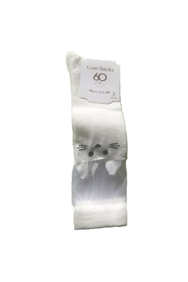 6 Pairs White Color Knee-Length Children's Socks