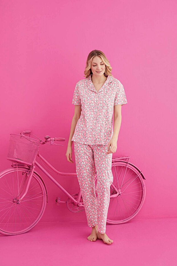 PAMUKLU DÜĞMELİ PİJAMA TAKIM - 2