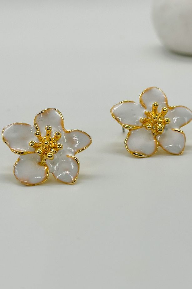 Tatlı Kadın Kiraz Çiçeği Çiçek Emaye Broş Küpe | Bijoux Yüksek Kaliteli Mineli Saplama - 4