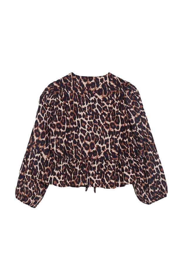 Multicolored Leopard Motif Tied Regular Fit Shirt on Combi - 7