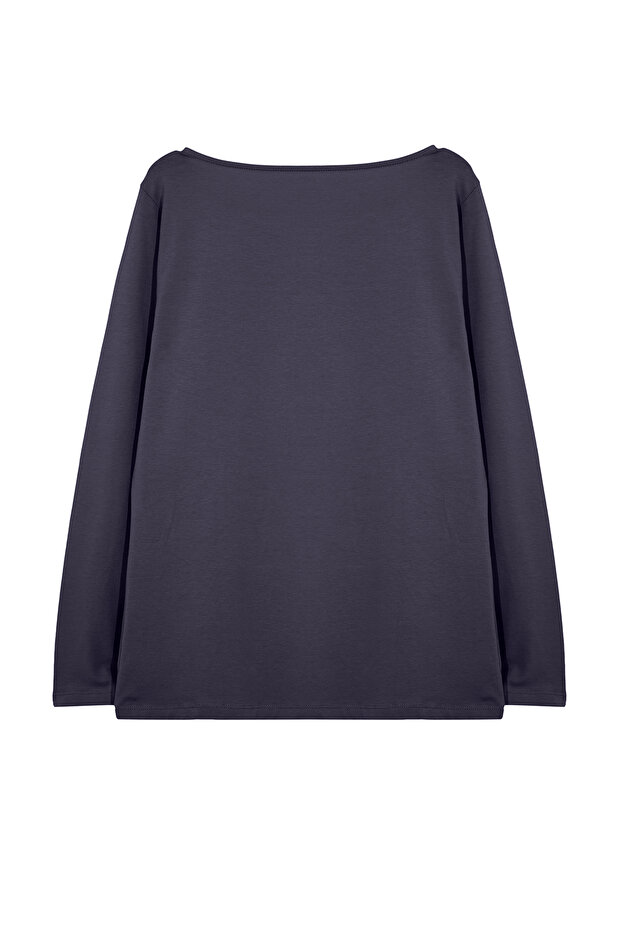 Nagy méretű szürke pamut póló - hosszú ujjú, alakformáló TBBAW25BF00000 - 10