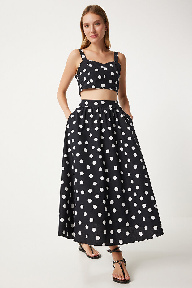 Black and White Polka Dot Women's Poplin Suit - WF00081