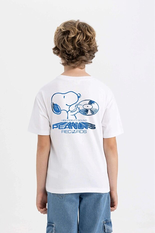 The Champ Peanuts Records Printed White Boys T-Shirt