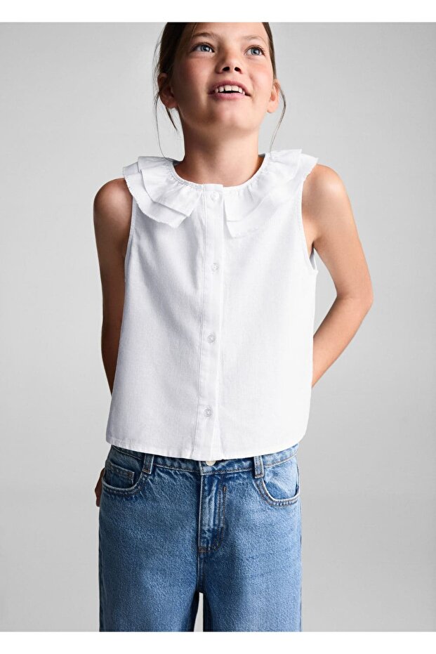 Linen Blend Button Blouse - 1