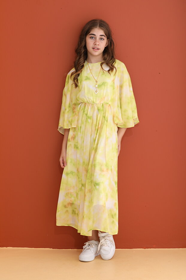 Chiffon Patterned Dress with Inner Lining