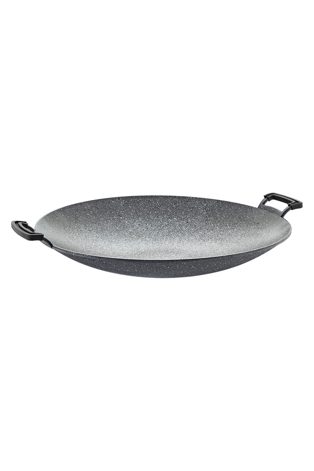 3225 - One Piece, Biogranit, Silicone Handle 40 Cm. Sheet Metal Roasting Pan Gray Body, Gray Detail