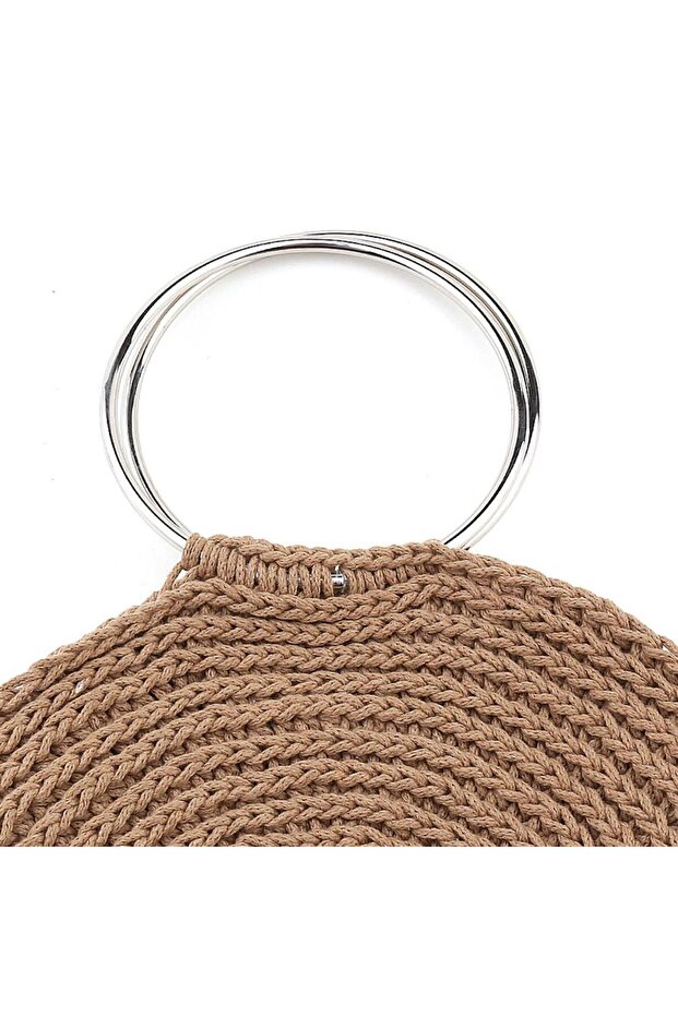 12 Cm Women's Knitted Macrame Bag - Handle Ring