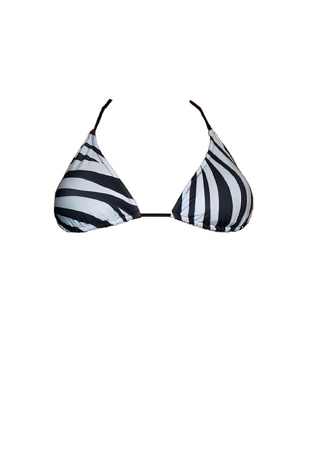 Kadın Çıkabilir Kaplı Siyah Beyaz Zebra Desenli Bikini Üstü - 3