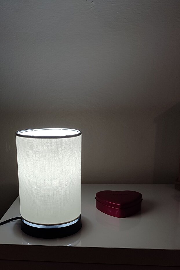 White Animon Cylinder Design Table Lamp - Lampshade E702 - 1