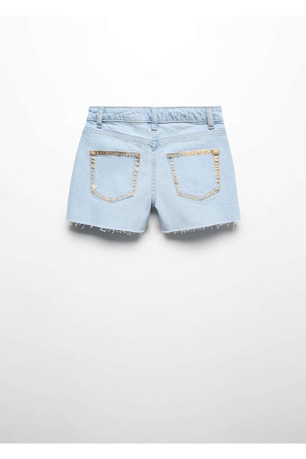 Paçaları Dikişsiz Denim Şort - 2