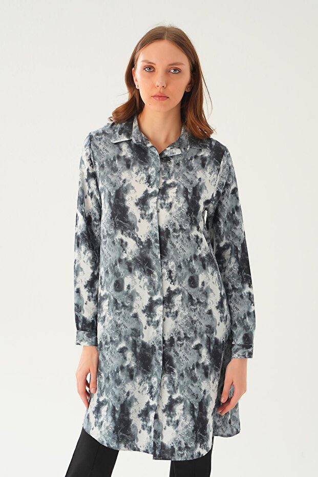 BlAck PAtterned Tunic - 4236A Model - 3