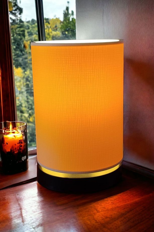 Animon Silindir Tasarım Masa Lambası Abajur Bej E703 - 3